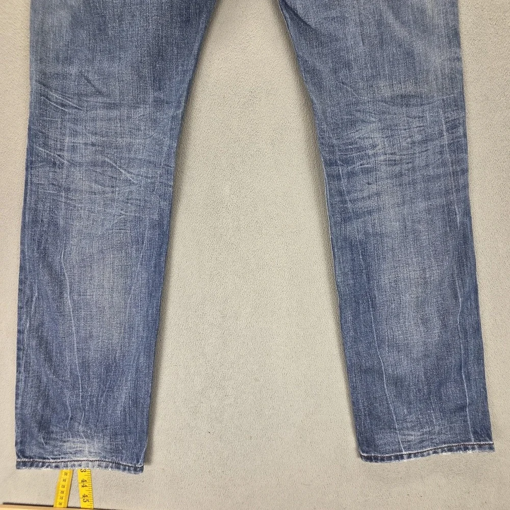 Diesel Jeans Mens 33x34 Blue Iakop Regular Slim Tapered Button Fly 0805Q